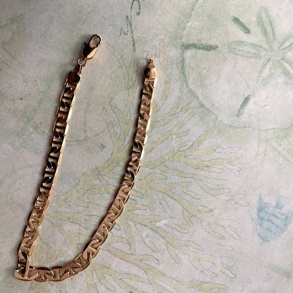 14K Gold Filled Bracelet Solid Mariner Link